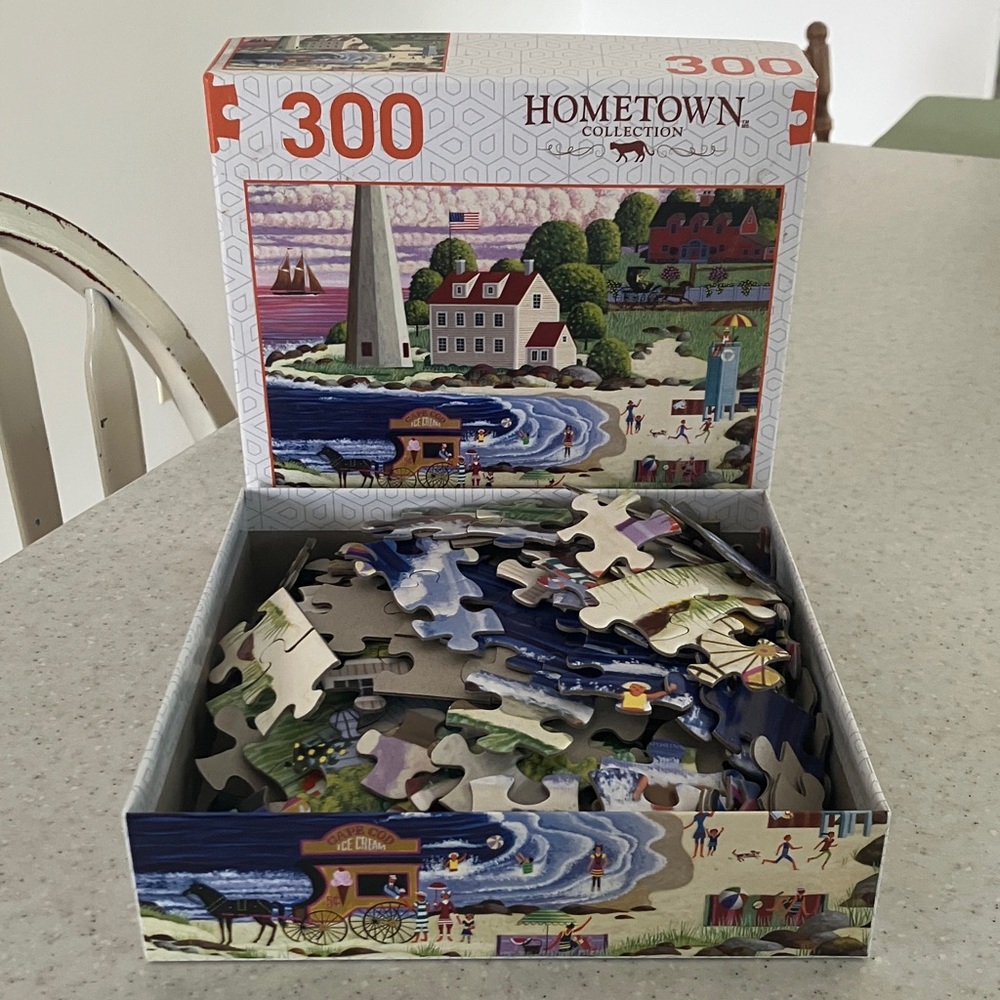 USED 300 Pc "Cape Cod Beach Party" Coastal Scene - Sailboat Ice Cream Umbrella - Picture 2 of 4
